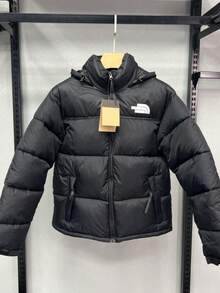 Men's Plaid Hooded Padded Jacket -  Streetwear Warm Cotton Outerwear With Checkered Pattern - màu đen - Xem 2