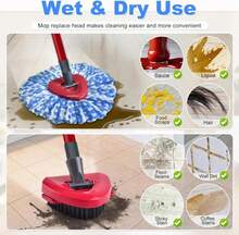 Mop Heads Replacements For Ocedar, 3 Pack Mop Replace Head For Ocedar RinseClean 2-Tank System, Spin Mop Replacement Head With 2 Scrubber Mop Head, Microfiber Mop Refills Deep Cleaning - ColorA - 查看 3