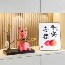 1pc French Bulldog Statue Tray, Decorative Resin Catchall Holder For Keys, Candy, Jewelry, Earrings, Coin Bank - Modern Decor French Bulldog Figurine For Entryway, Coffee Table, Office Desk, Home - One Size - View 4