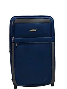 Fabric Travel Suitcase On Wheels - Navy Blue - View 11