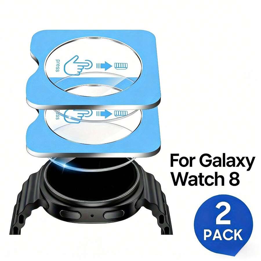 2pcs Tempered Glass Screen Protector For Galaxy Watch 4 40mm/44mm Series, With Auto-Alignment Installation Kit, Scratch-Resistant, Bubble-Free - 2PCS Transparent Positioning Installation - View 1