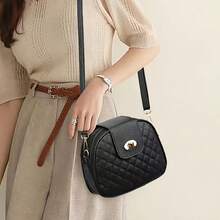 1PCS Quilted Crossbody Bag With Adjustable Strap And Turn Lock Closure, Compact Casual Organizer For Everyday Travel Evening - 黑色 - 查看 5