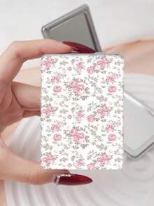 1 pieza Espejo de mano plegable de estilo campestre, espejo de vanidad portátil y ligero, de cuero de PU duradero, adecuado para todas las ocasiones y personas, espejo de bolsillo plegable cuadrado - Multicolor - Ver 15