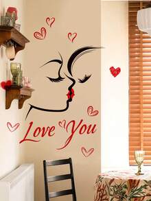 1 件情人节家居装饰墙贴，多尺寸 PVC 自粘可移除墙贴，浪漫心形玫瑰和情侣图案，节日装饰，适用于卧室、客厅、书房、餐厅、浴室、家居墙面装饰、房间装饰等。 - 彩色 - 查看 17