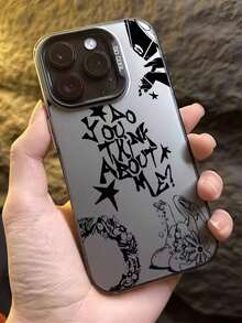 Black Graffiti Phone Case Compatible With  16/16 Plus/16 Pro/16 Pro Max,  15/15 Plus/15 Pro/15 Pro Max,  14/14 Plus/14 Pro/14 Pro Max,  13/13 Pro/13 Pro Max,  12/12 Pro/12 Pro Max,  11/11 Pro/11 Pro Max,  7/8 Plus,  Xr/Xs Max Waterproof Shockproof Anti-Fall Scratch Resistant - Style 2 (1 PC) - View 1