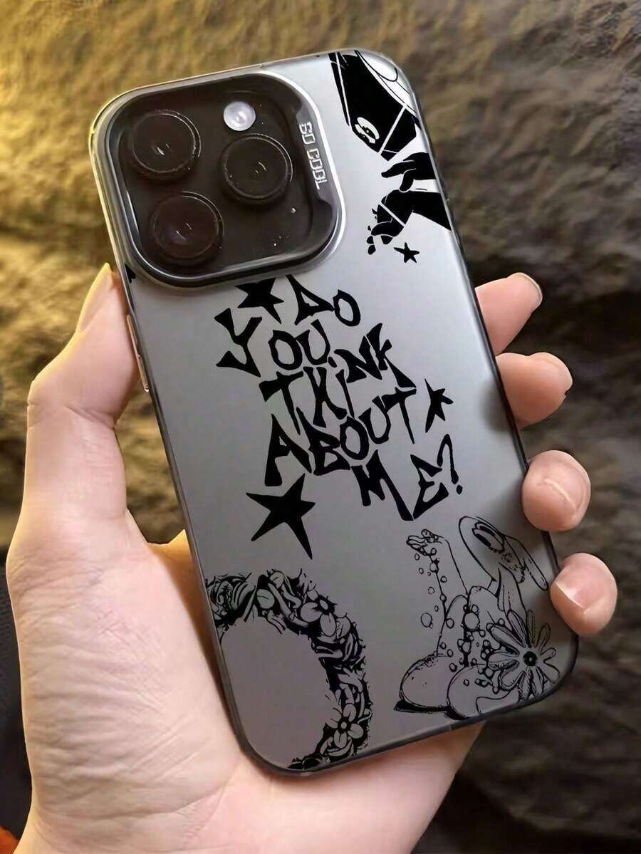 Black Graffiti Phone Case Compatible With  16/16 Plus/16 Pro/16 Pro Max,  15/15 Plus/15 Pro/15 Pro Max,  14/14 Plus/14 Pro/14 Pro Max,  13/13 Pro/13 Pro Max,  12/12 Pro/12 Pro Max,  11/11 Pro/11 Pro Max,  7/8 Plus,  Xr/Xs Max Waterproof Shockproof Anti-Fall Scratch Resistant - Style 2 (1 PC) - View 1