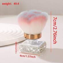 1pc Rhinestone Decorated Multi-Function Makeup Brush, High-End Rose Shaped Powder Blush Brush With Crystal Decor, Portable Travel Friendly, Can Also Be Used As Nail Art Dust Brush - Multicolor - View 10