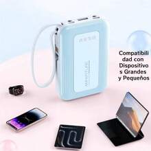 Banco de energía portátil con luz LED, Power Bank 20000mAh - Carga Rápida Batería Portátil - Pila Portatil Para Celular con Diseño en Colores Sólidos - Powerbank que Carga 5 Dispositivos Simultáneamente - Cargador Portatil Incluye 4 Cables - Pilas Portátiles de Alta Calidad para Todos los Celulares, Tabletas y Audífonos - Detalles para Navidad y Año Nuevo. - JDT-Negro - Ver 5