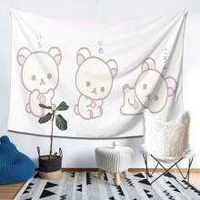 1 Inspirational Korilakkuma Tapestry | Peach Skin Velvet Wall Hanging, Soft Material, High-Quality Print, Ideal For Bedroom, Dorm, Home, And Office Decor, Party Background, Outdoor Decor - Light Pink Bear - 彩色 - 查看 3