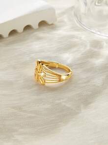 Mgyi Gold-Colored Copper Fashionable And High-End Luxury Retro For Women,18K Gold Plated Elegant Luxury Square Design Ring For Women, Suitable For Nigeria, Dubai, Middle East, Saudi Arabia Bridal Wedding, Daily Wear, Wedding Anniversary Gift, Halloween Gift For Friends - PJZ-102 - View 4