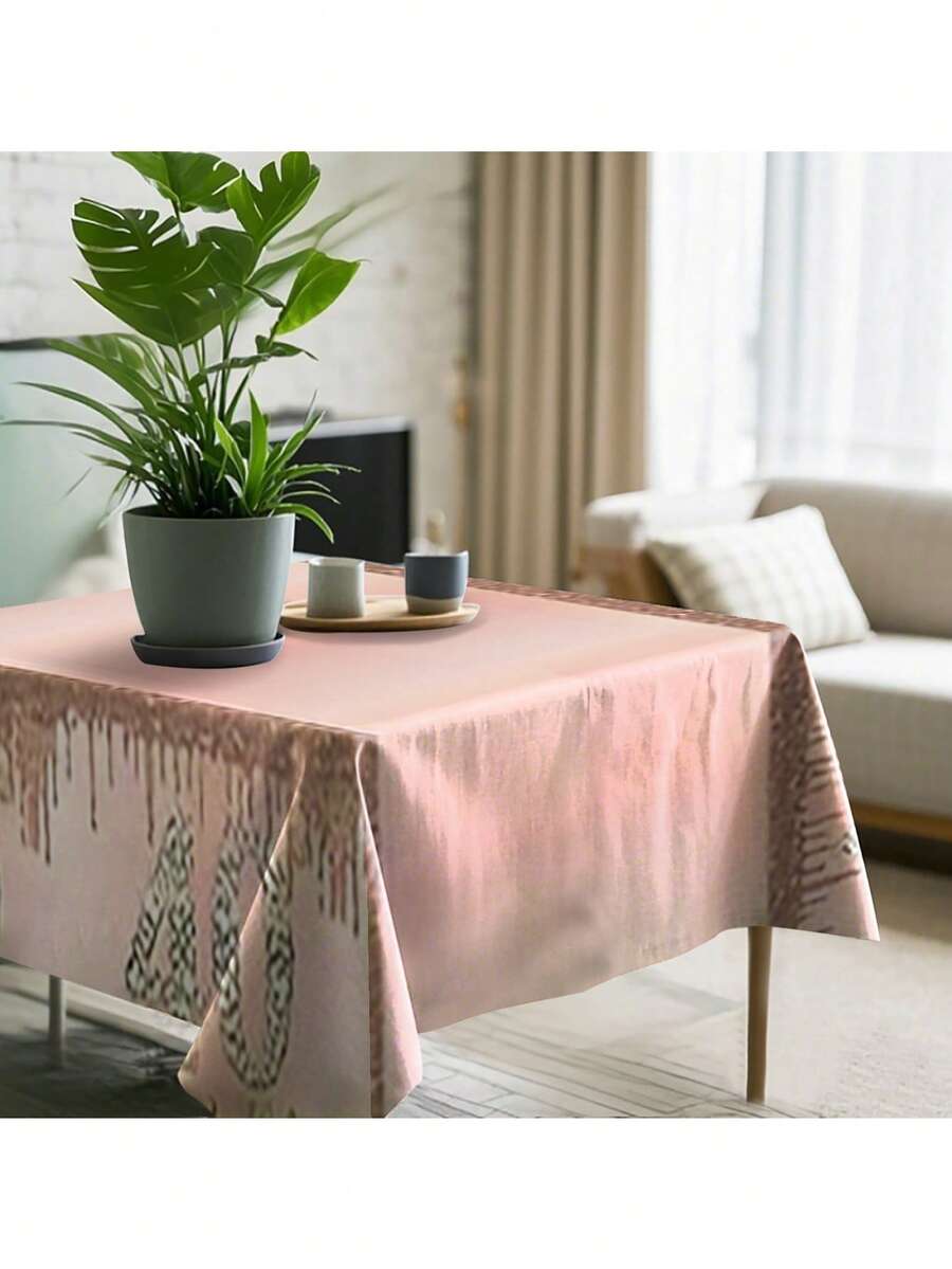 1 pieza Mantel rectangular de color rosa claro, adecuado para fiestas de cumpleaños de niñas, celebraciones de cumpleaños de damas, aniversarios, mantel decorativo, suministros para fiestas de cumpleaños