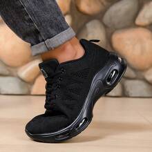 Men's Fashionable Sports Shoes With Air Cushion Running Shoes, Anti Slip And Breathable Running Shoelaces And Arch Support, Suitable For Daily Fitness, Sports, And Commuting - 黑色 - 查看 6