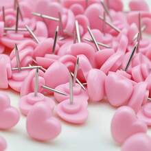 50/100枚可爱粉色心形图钉，心形图钉，DIY装饰配件，情人节礼物包装用品，节日设计工艺配件 - 彩色 - 查看 6