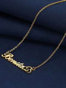 Customized Stainless Steel Necklace - Elegant Minimalist Style, Valentine's Day Gift, Personalized Letter & Name, DIY Heart Pendant, Suitable For Parties And Everyday Wear - Multicolor - View 4