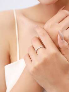 1pc 925 Sterling Silver Dazzling Cubic Zirconia Geometric Stackable Finger Rings For Women Wedding Statement Jewelry