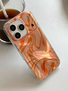 1pc Tie Dye Orange Minimalist Chic Phone Case Compatible With Iphone 16 Pro Max, 17 Pro Max, 15, 14, 13, 12, 11 Pro Max, Pro Plus - Orange - View 6