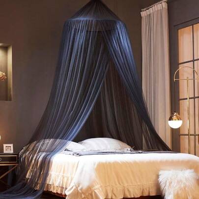 1pc Mosquito Net Canopy, Suitable For Girls, Fits Twin/Full Size Bed, Ceiling Hanging Round Top Mosquito Net Bed Tent For Single, Girls, Adult Beds, Elegant Oversized Bed Canopy, Fashionable Round Top Mosquito Net Bed Tent, Includes Hooks