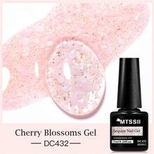 Mtssii 1瓶7毫升裸粉色樱花闪粉凝胶指甲油，闪亮花朵亮片凝胶指甲油，春夏美甲半永久可卸美甲UV凝胶指甲油，情人节美甲用品，家用和沙龙适用 - 彩色 - 查看 4