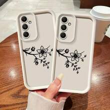 1pc Stepped Photo Frame, Dopamine, Twig, Flower Design Soft Protective Phone Case, Minimalist Style, Cute Cartoon Shape, Perfect Protection For Honor X7/Galaxy A56 5G/Infinix Smart 8/Infinix Hot 40/Transsion Spark 30C/Spark Go 2024/Redmi Note 14 5G/ Moto E22/E22i/OPPO A54 - White - View 5