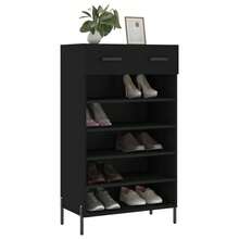 vidaXL Armoire à chaussures noir 60x35x105 cm en ingénierie - Noir - Voir 3