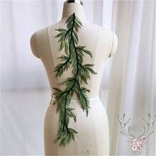 Leaves Vine Lace Applique Green Forest Lace Appliques Lace Motif Trims Embroidery Sewing Patches Projects 1 Mirror Pair, Green - 1 對鏡子 + 綠色 - 查看 5