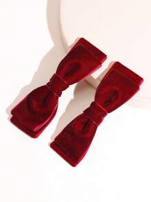 2pcs/4pcs Velvet Bowknot Hair Clips In Solid Colors, Suitable For Any Occasion Claw Clips Hair Claws Hair Barrettes, Winter Outfit For Women, Bows, Cute, Hair Accessories, Head Accessories - Black - View 4