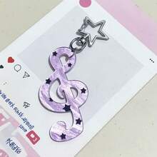 1 chiếc móc khóa nữ kiểu Hàn Quốc cổ điển mới, chấm bi, sọc, hình nốt nhạc, dây acrylic, mặt dây chuyền hình bướm lấp lánh, phụ kiện móc khóa túi xách dự tiệc dễ thương, sáng tạo theo phong cách vintage. - Nhiều màu - Xem 11