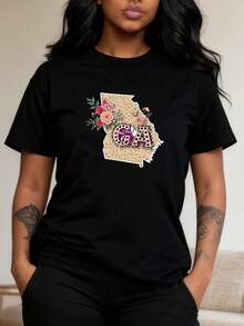 Leopard Georgia Tee Floral State Pride Bella Canva-3 - Đen 4 - Xem 1