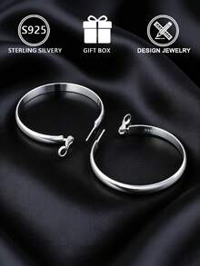 1 đôi bông tai vòng xoắn trơn bằng bạc 925 (thiết kế vòng tối giản), hộp quà tặng, thích hợp để đeo hàng ngày và làm quà tặng. - Bạc - Xem 8