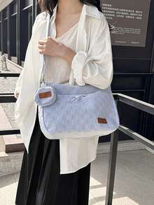 Túi đeo chéo phong cách Harajuku sang trọng - Dung tích lớn, màu trơn và họa tiết kẻ caro, dây đeo có thể điều chỉnh, túi xách thời trang cao cấp dành cho nữ sinh đi học. - Nhiều màu - Xem 6