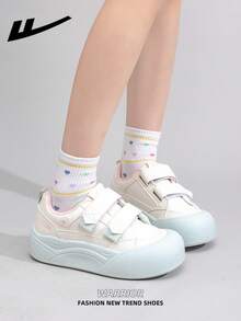 1 đôi giày nữ WARRIOR đế dày buộc dây, đế mềm, giày bệt cổ thấp ngoài trời, mũi tròn, gót thấp, chống trượt, màu trơn, thanh lịch, đế mềm, thích hợp cho học sinh, chụp ảnh tốt nghiệp, giày bệt, giày thể thao trượt ván cổ thấp bằng da. - Gạo/Mặt Trăng Xanh - Xem 7