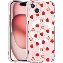 Clear Cute Case For IPhone 17 Pro Max(Compatible With MagSafe), Transparent Phone Cover Hard Acrylic Back & Soft TPU Edge, Magnetic Case For Women Girls | Compatible With IPhone 17 Air 16 15 14 13 12 11 X/XS Max Pro Plus - 草莓 - 查看 1