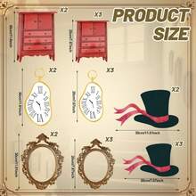 Soulchen 20 Pcs Wonderland Tea Party Decoration Hanging Banner Wonderland Cabinet Mirror Hat Clock Garland Decoration Background For Birthday Baby Shower Party Supplies - ColorF - 查看 2
