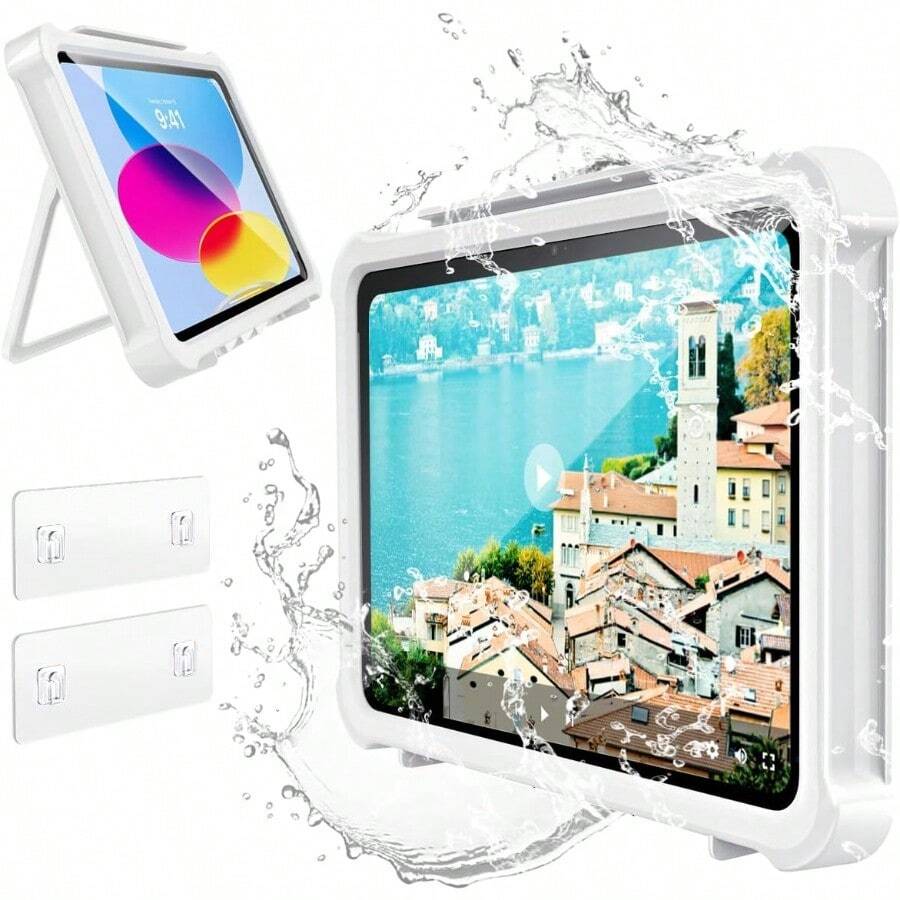 タブレット防水ケース お風呂 TiMOVO 2023年 タブレットホルダー 11インチまで スマホ兼用 iPad 壁掛け 耐水 防霧 強力粘着 高感度 タッチパネル操作可能 浴室 洗面所 キッチン 動画鑑賞 iPad 11 A16 /10世代/Air 11/Air5/4/Mini 7/6/5 10.2インチなどに対応 白 - 写真の通り - チェックする 1