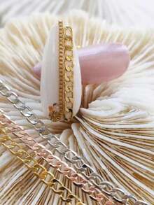 3件套玫瑰金、银色、金色金属链，镂空精致链，DIY美甲装饰，日式美甲饰品配件 - 彩色 - 查看 2