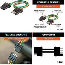 CURT 58381 Arns de cableado de 4 vas para Remolque Lateral y Remolque con Cables de 12 Pulgadas, cableado de Remolque de 4 Pines - como se muestra en la figura - Ver 1