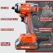 Llave De Impacto Inalámbrica Electrica 20v  1/2" 600 Nm - Naranja - Ver 3