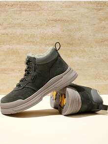CAMEL CROWN Men's Winter New Thermal Lined Warm Increased Height Durable Casual High-Top Work Boots - Dark Green - View 3