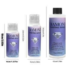 60毫升/120毫升/200毫升钻石画封胶 | 永久固定，光泽亮丽，适用于钻石画、拼图、5D钻石画拼图、手工材料 | 光滑表面 | 质地细腻，钻石画用品（附赠画笔）