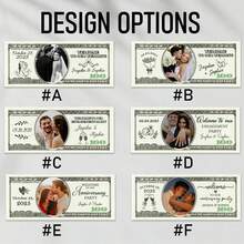 20/40/60/80/100pcs Customized Wedding Anniversary Fake Banknotes, Personalized $100 Bills With Your Photo, Engagement Party Game Prop Banknotes, Bachelorette Party Prop Banknotes, Novelty Fake Bills With Photo - Multicolor - View 6