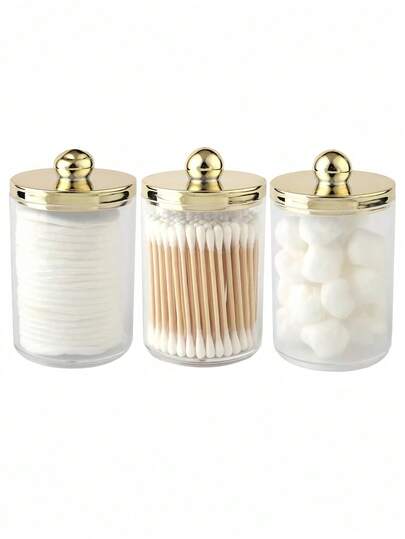 棉签收纳盒，塑料盖化妆品收纳盒，首饰盒，梳妆台收纳盒，护肤品收纳盒，浴室收纳盒，分装盒，适用于度假、海滩、浴室、卧室、返校季、居家必备、旅行、房间装饰，男女通用礼品