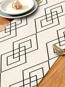 1件几何图案印花桌旗，4/6/8件几何印花餐垫，适用于节日、派对、生日、晚宴、厨房和餐桌装饰，四季皆宜的家居和房间装饰，桌面布艺 - 彩色 - 查看 12
