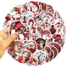 50 Sheets/Pack Of Red Retro Theme Stickers, Suitable For Guitars, Skateboards, Water Bottles, Bumpers, Helmets, Skis, Laptops, Mobile Phone Cases, Refrigerator Doors, Suitcases, Motorcycles, Auto Parts, Toys, Gifts, Back To School Season - Multicolor - View 13