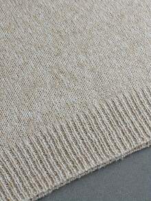 BuyK [Top] Women's Cute Summer Top, Mock Neck Hollow-Out Knit Sweater, Retro Hollow-Out Design, 3D Cable Texture, Artistic Chest Hollow-Out Detail - Khaki - View 7