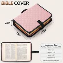 Grand sac à Bible avec couverture, sac d'église matelassé avec bandoulière, cadeau chrétien pour femme - Rose bonbon - Voir 5