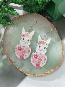 1 Pair Of Acrylic Easter Cute Rabbit, Egg And Chicken Earrings, Suitable For Ladies To Wear At Holiday Parties And As Holiday Gifts - Multicolor 2 - View 17