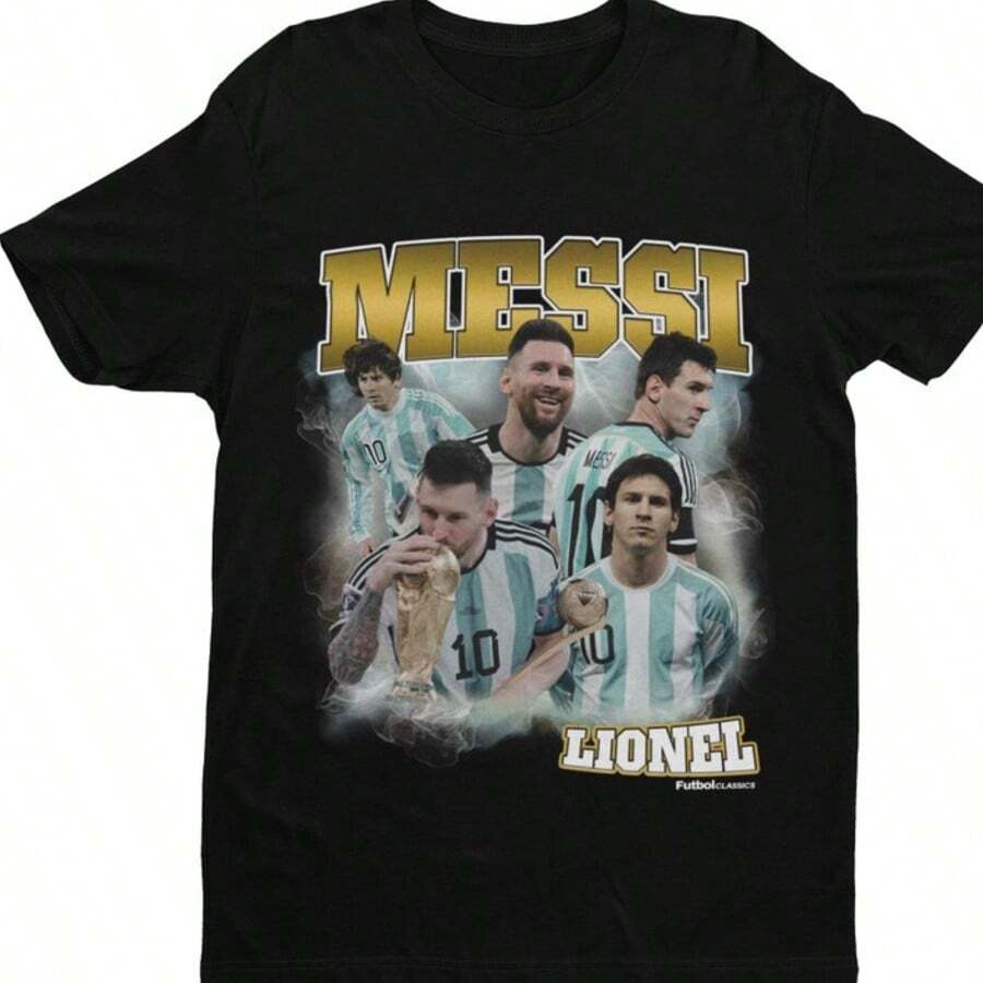 Lionel  Homage _ Argentina Football T Shirt _ Football _ Soccer _ Lionel  Fan _ Lionel Mes - 黑色 - 查看 1