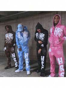 2025 Winter And Spring Y2k Retro Letter Spider Web Digital Printing Personalized Design Sense Hip-Hop Hooded Jacket Hoodies For Men - Brown - View 4