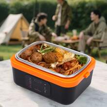 Fiambrera eléctrica inalámbrica para adultos, 8000 mAh, recargable, calentadores de alimentos con temporizador y calefacción ajustable, contenedor de 1L con bolsa aislada para oficina - Naranja - Ver 4