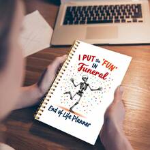 DANPERJI 1pc "I Make Funerals Fun" Skull Running Spiral Notebook - End Of Life Planning Book, Suitable For Funeral Arrangements, Estate Planning And Memorial Gifts - Prominent Font, Quality Binding, Unique Grief Support, Grief Support Manual, Grief Resources, Fun Design, Durable Cover